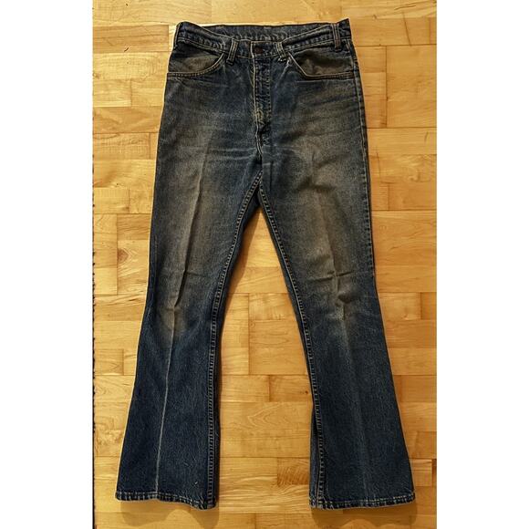 VTG 70’s Levi’s Orange Tab Bellbottom Flare Faded Denim Jeans Real Size 31 X 32 - Picture 1 of 11